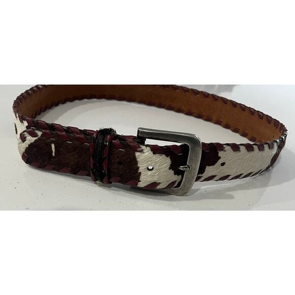Gap Genuine Cowhide Hair Western Cowboy Style Pony Fur Cow Leather Belt Size M - Picture 16 of 16